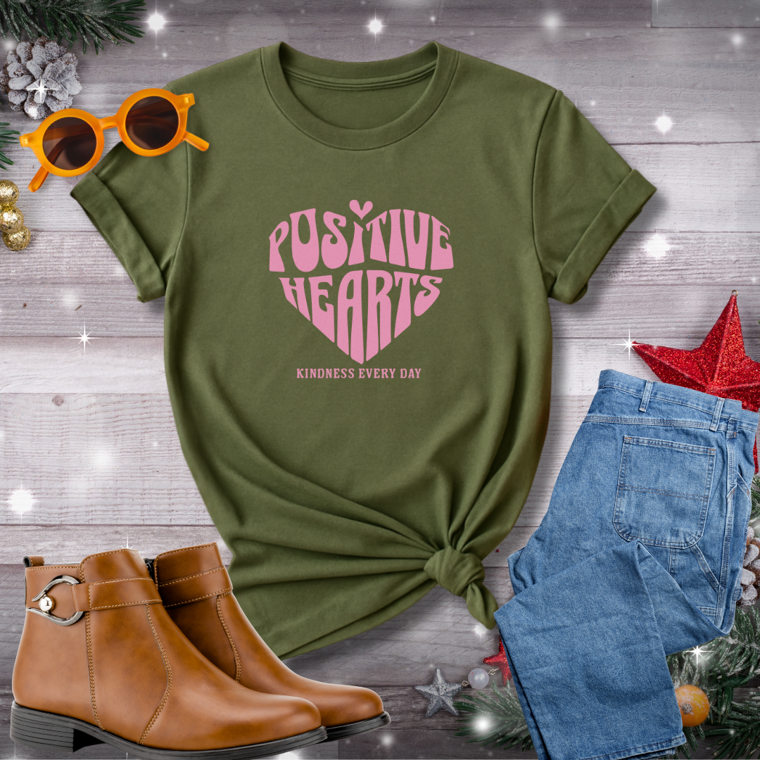 Positive Hearts Kindness Everyday T-Shirt – Thoughtful Reminder to Live with Compassion, Mindfulness, and Heartfelt Connection