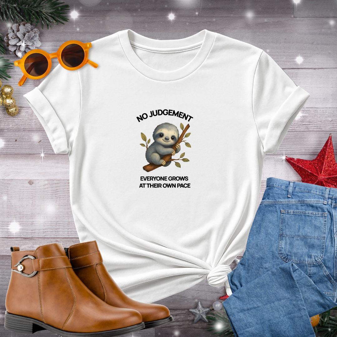 No Judgement Everyone Grows at Their Own Pace T-shirt – Gentle Reminder to Practice Patience, Mindfulness, and Self-Compassion