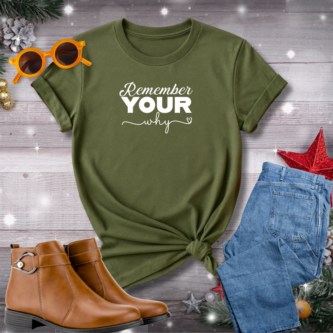 Remember Your Why T-Shirt – Daily Prompt to Reconnect with Your Purpose, Live Intentionally, and Stay Grounded in the Moment